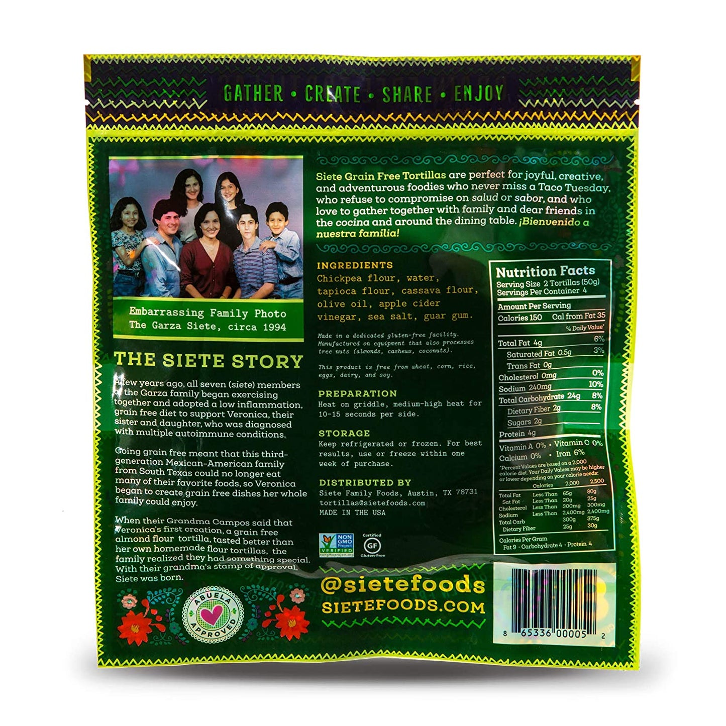 Grain Free Chickpea Flour Tortilla, 7 OZ