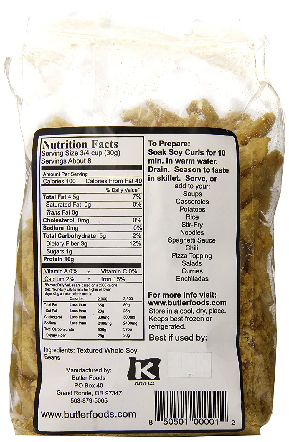 Butler Foods, Soy Curls, 8 Ounce