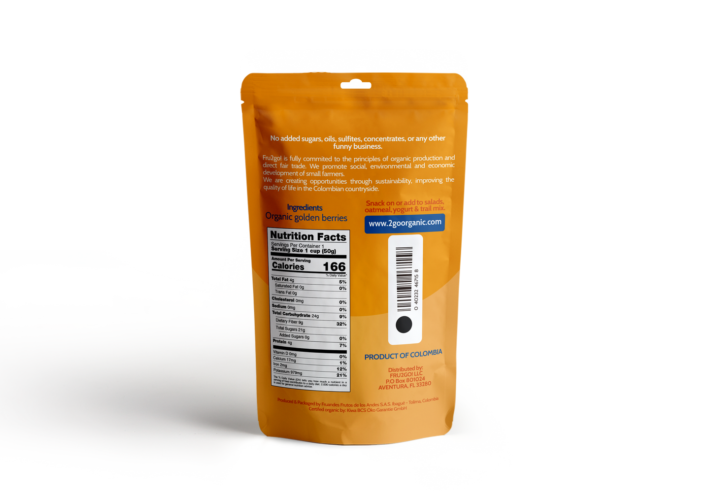2go! Organic Dried Golden Berries, 1.76 Oz