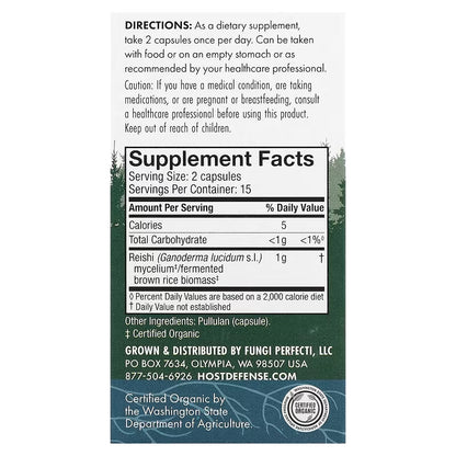 Host Defense, Mushrooms™, Reishi, (0.5 g per Capsule)