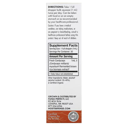 Host Defense, Mushrooms, Cordyceps Extract, 1 fl oz (30 ml)