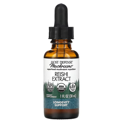 Host Defense, Mushrooms, Organic Reishi Extract, 1 fl oz (30 ml)