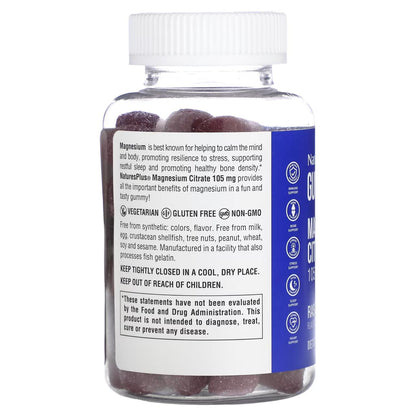 NaturesPlus® Magnesium Citrate, Raspberry, 75 Gummies