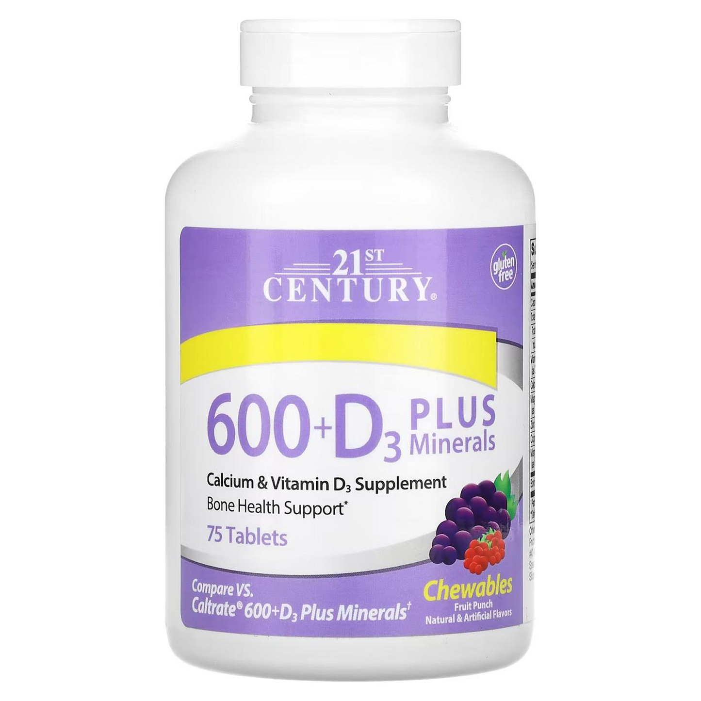 21 Century 600+D3 Plus Minerals 75 Tablets