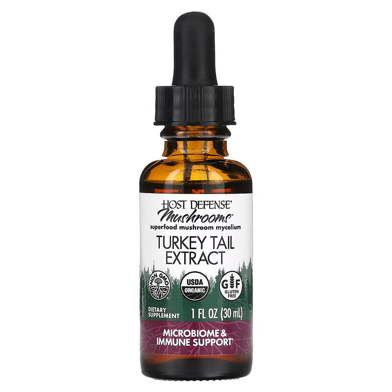 Host Defense, Mushrooms, Organic Turkey Tail Extract, 1 fl oz (30 ml)