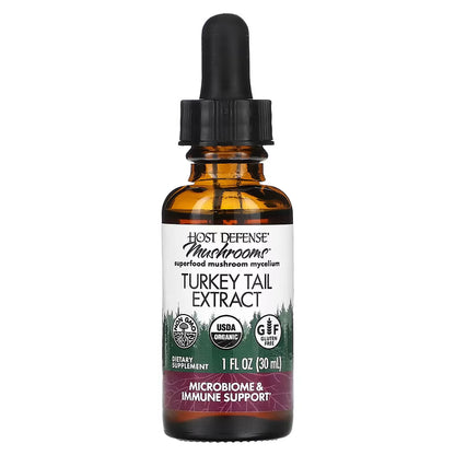Host Defense, Mushrooms, Organic Turkey Tail Extract, 1 fl oz (30 ml)