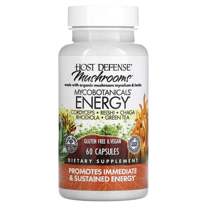 Host Defense, Mushrooms, MycoBotanicals, Energy, 60 Capsules