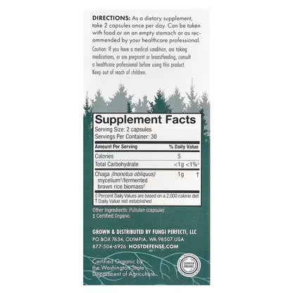 Host Defense, Mushrooms™, Chaga, (0.5 g per Capsule)