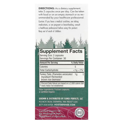Host Defense, Mushrooms™, Turkey Tail, (0.5 g per Capsule)