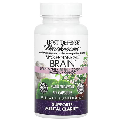 Host Defense, Mushrooms, MycoBotanicals, Brain, 60 Capsules
