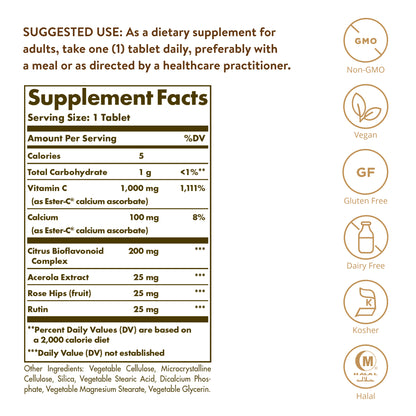 Ester-C® Plus 1000 mg Vitamin C Tablets (Ester-C® Ascorbate Complex), 90 ct