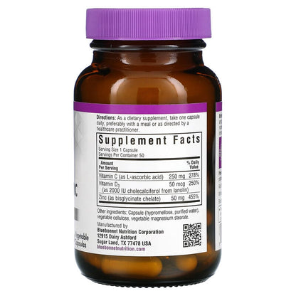 Vitamin C, D3 & Zinc, 50 Vegetable Capsules