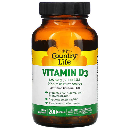 Vitamin D3, 125 mcg (5,000 IU), 200 Softgels