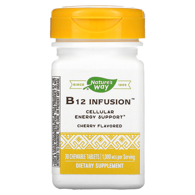 B12 Infusion, Cherry, 1,000 mcg, 30 Chewable Tablets