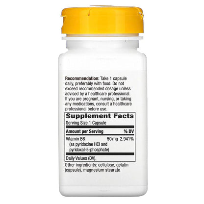 Vitamin B-6, 50 mg, 100 Capsules