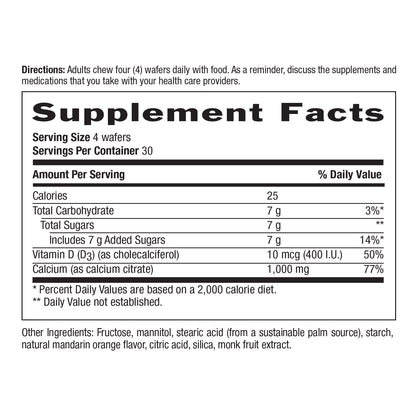Country Life Calcium Citrate 1,000mg (400 I.U)  120 Chewable Wafers