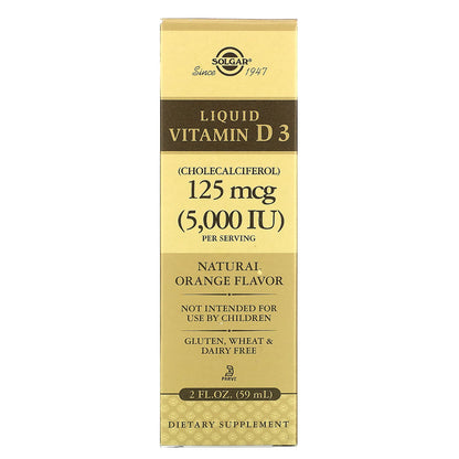 Liquid Vitamin D3, Natural Orange Flavor, 125 mcg (5,000 IU), 2 fl oz (59 ml)