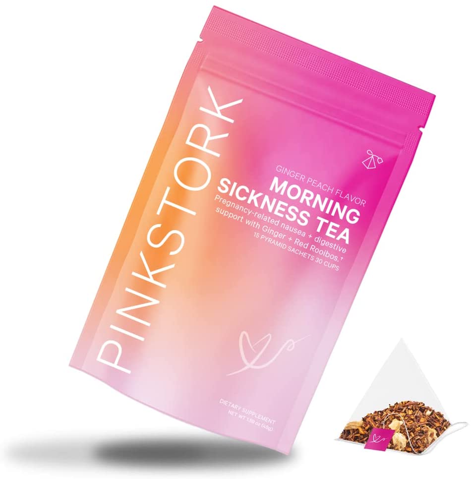 Pink Stork Morning Sickness Relief Tea: Ginger Peach, Organic Ginger, 100% Organic, 15 Cups