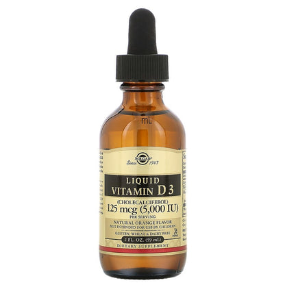 Liquid Vitamin D3, Natural Orange Flavor, 125 mcg (5,000 IU), 2 fl oz (59 ml)
