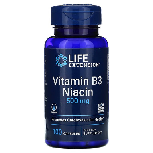Vitamin B3 Niacin, 500 mg, 100 Capsules
