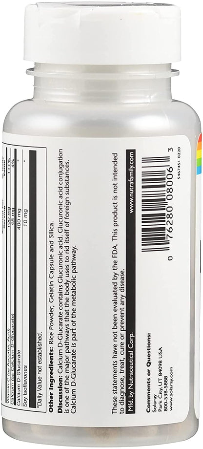 Solaray Calcium D-Glucarate, Capsule (Btl-Plastic) 400mg | 60ct