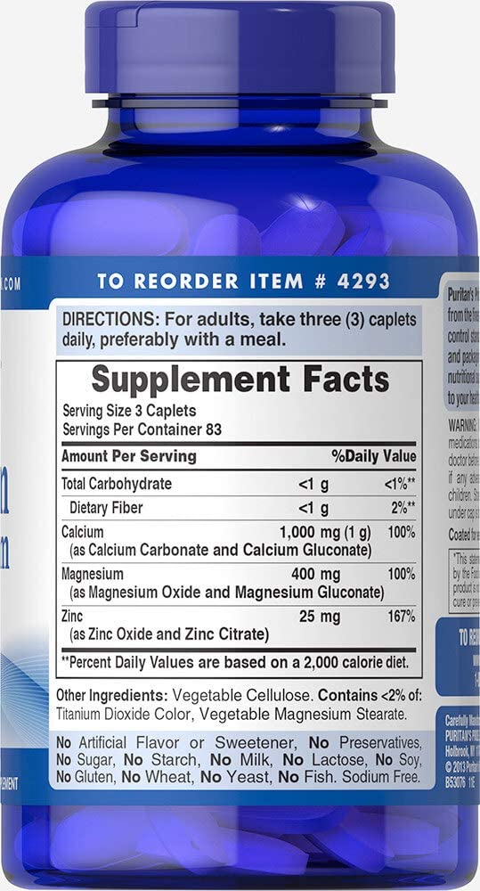 Chelated Calcium Magnesium Zinc, 250 Count