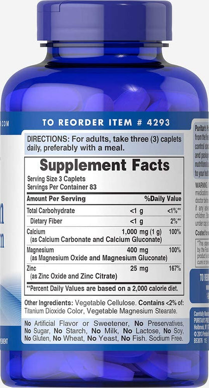 Chelated Calcium Magnesium Zinc, 250 Count