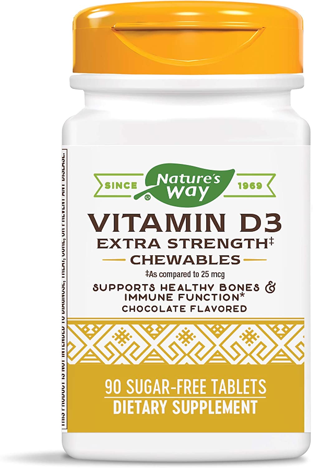 Vitamin D3 Extra Strength, Sugar-Free, Chocolate Flavored, 90 Chewables