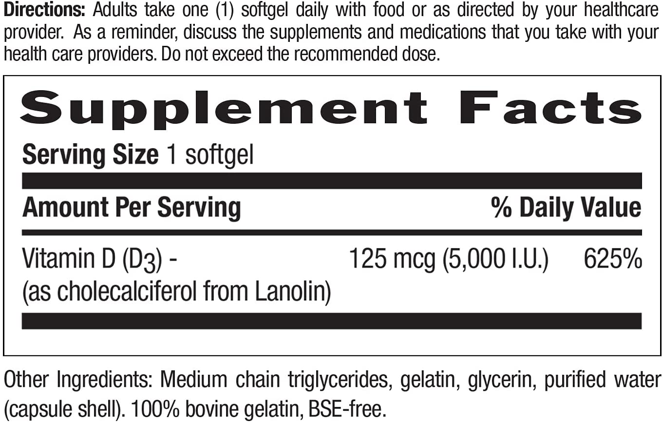 Vitamin D3 5000 IU, 60 CT
