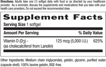 Vitamin D3 5000 IU, 60 CT