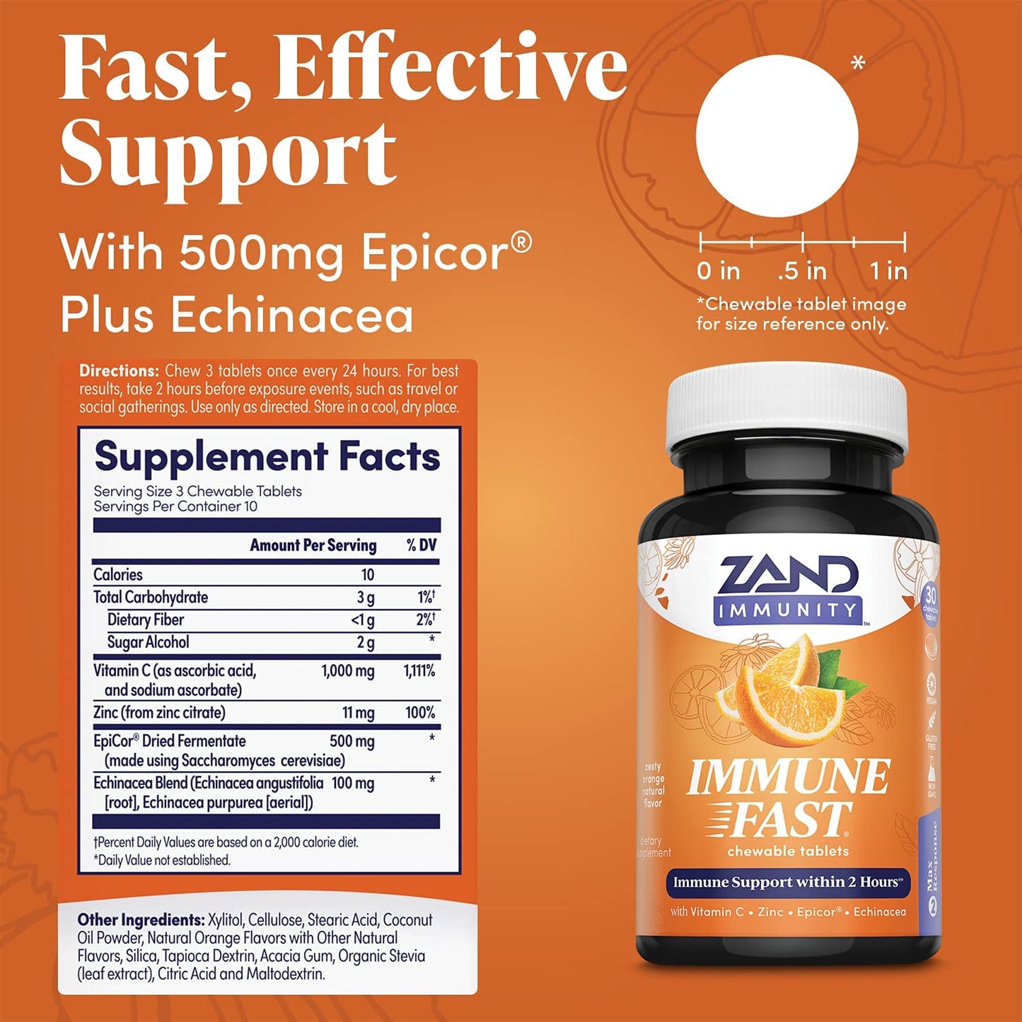 Immune Fast Zesty Orange Chews, 30 Tablets, 10 Serv.
