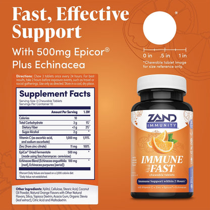 Immune Fast Zesty Orange Chews, 30 Tablets, 10 Serv.