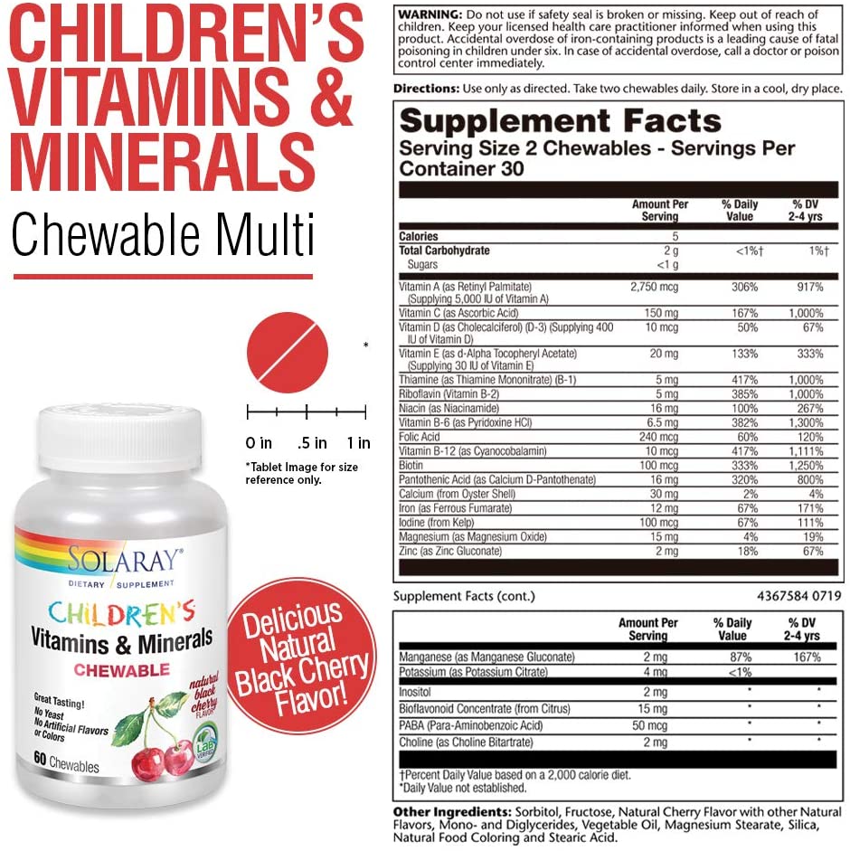 Childrens Vitamins & Minerals 60 Chews, 30 Serv