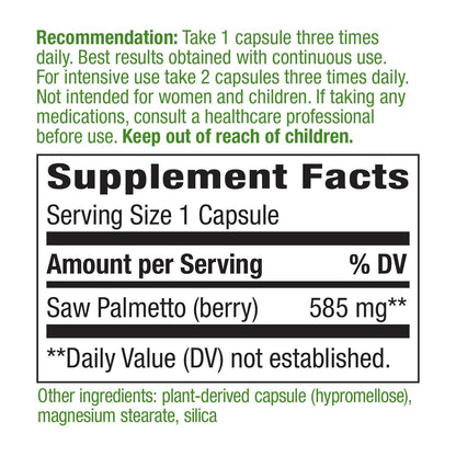 Saw Palmetto Berries, 585 mg, 100 Capsules