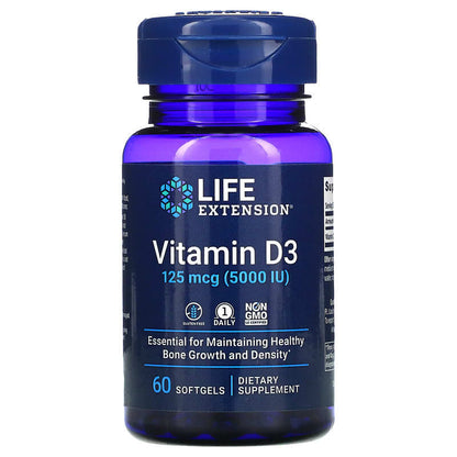 Vitamin D3, 125 mcg (5,000 IU), 60 Softgels