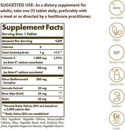 Solgar Ester C Plus 1000mg with Vitamin C Tablet High Strength Vegan Gluten Free