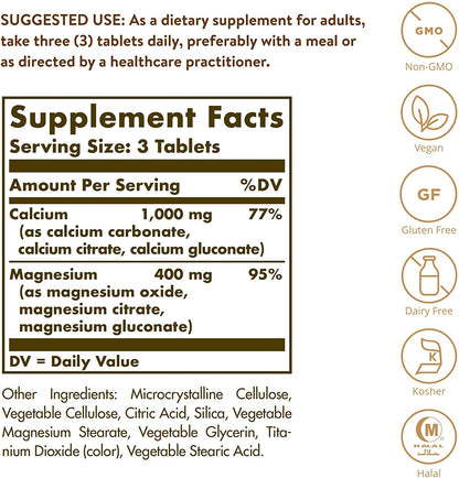 Calcium Magnesium Tablets 100 Tabs