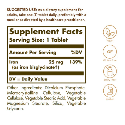 Chelated Iron Tablets**, 100 ct