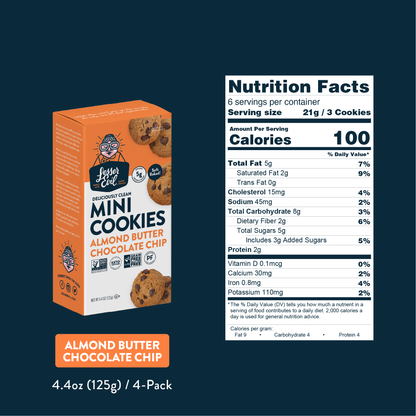 Lesser Evil Mini Cookies Almond Butter Chocolate Chip 125g