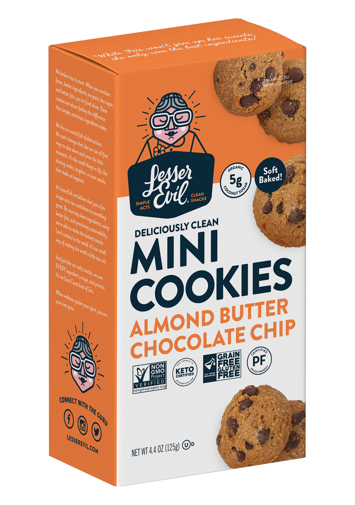 Lesser Evil Mini Cookies Almond Butter Chocolate Chip 125g
