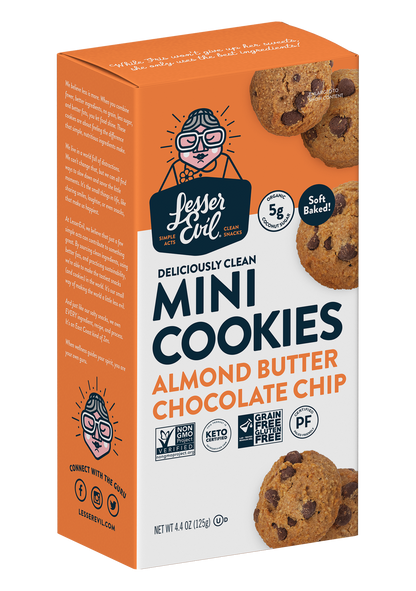 Lesser Evil Mini Cookies Almond Butter Chocolate Chip 125g