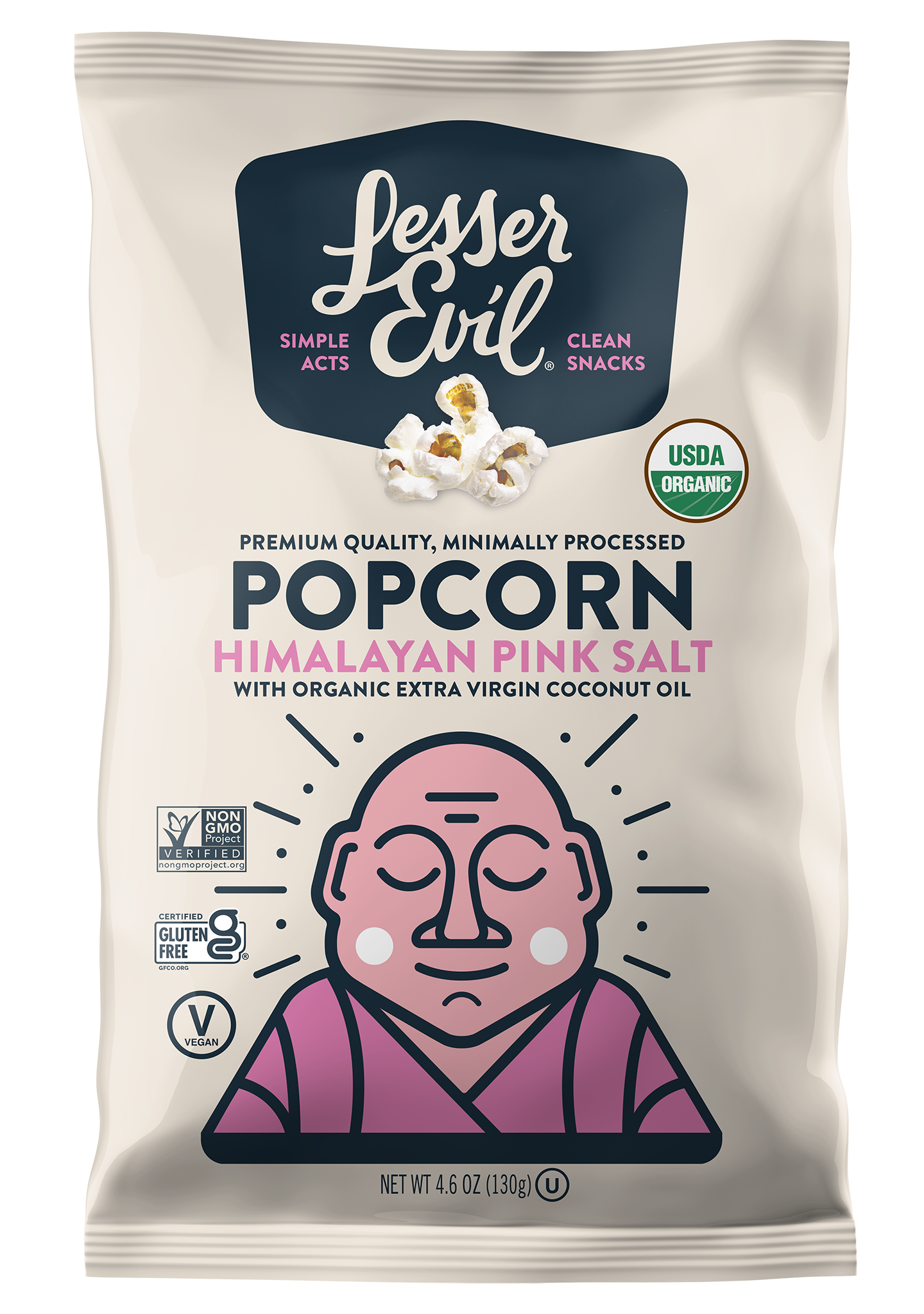 Lesser Evil Organic Popcorn Himalayan Pink Salt 25g